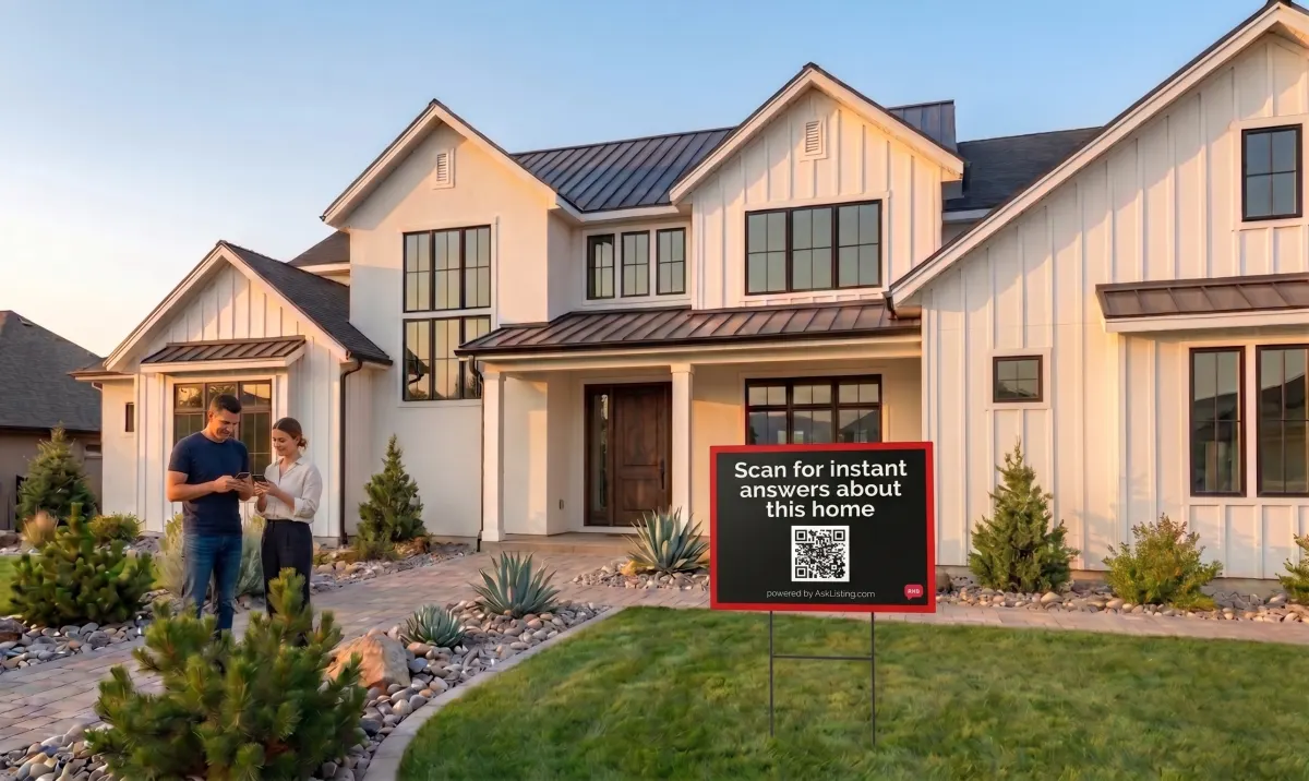Renter texting a rental property QR code sign for instant answers